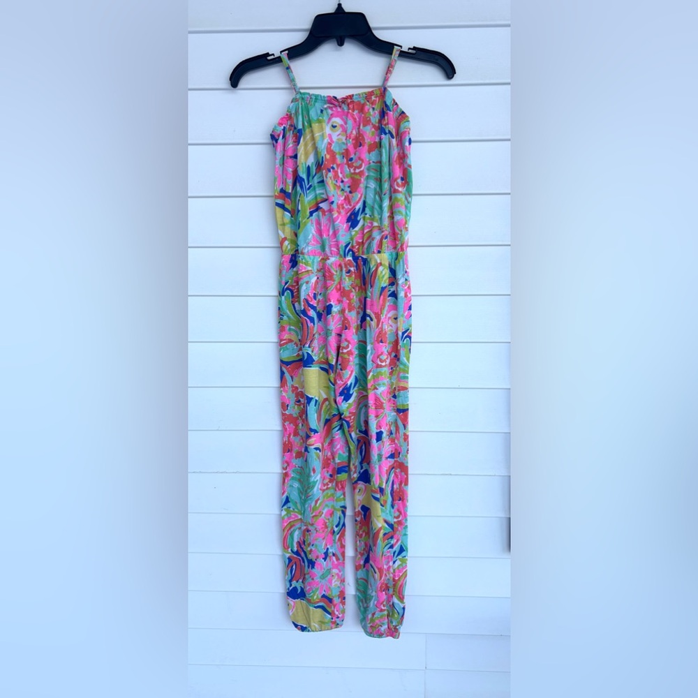 Lilly Pulitzer Girls Floral Multicolor Jumpsuit “Casa Banana” XL 14 Tropical